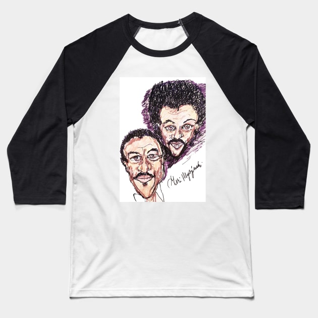 Lionel Richie Then and Now Baseball T-Shirt by TheArtQueenOfMichigan 